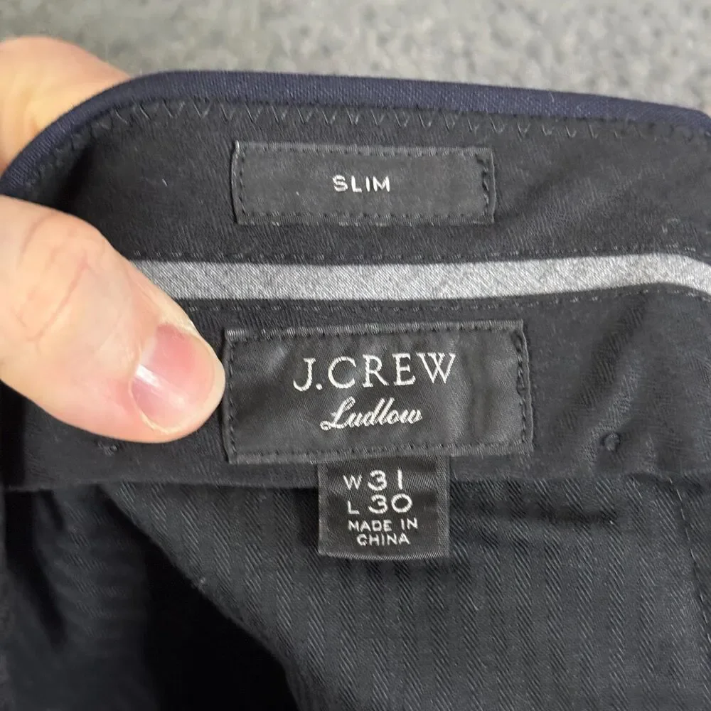 J Crew Dress Pants Mens 31x30 Blue Ludlow Slim Fit Loro Piana Wool Formal